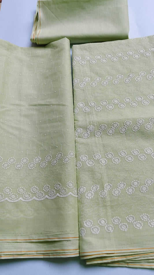 3 Piece Pastel Yellow Embroided Lawn